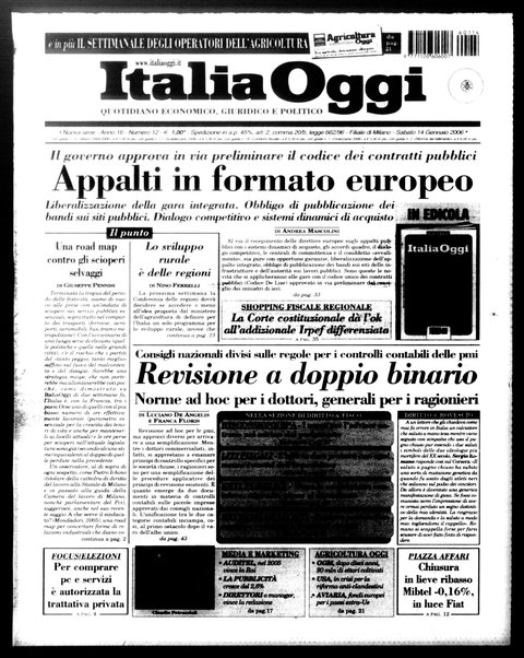 Italia oggi : quotidiano di economia finanza e politica